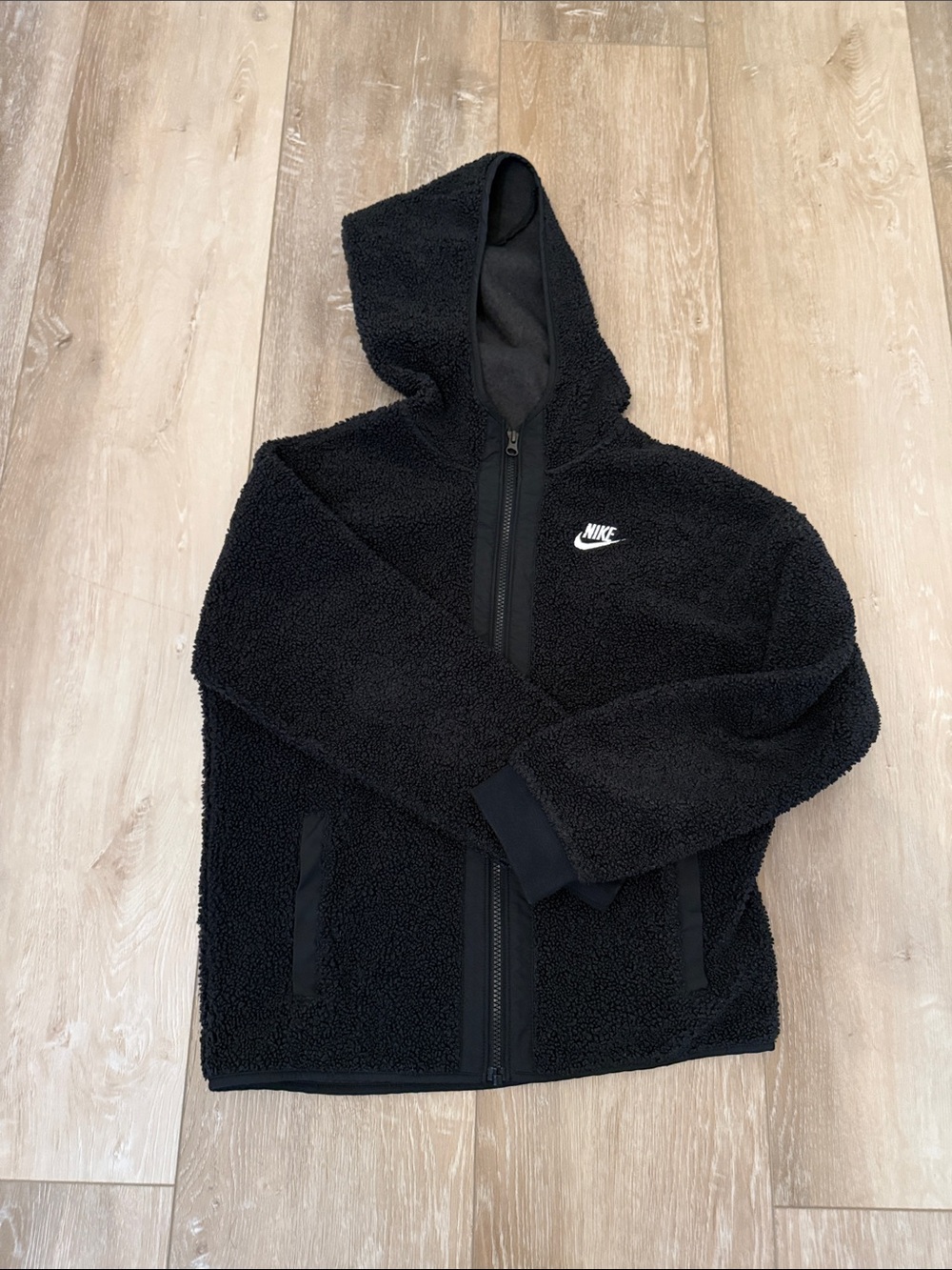 Nike Black Sherpa Puffer Hoodie Jacket